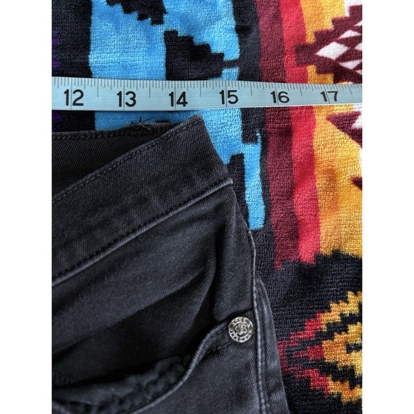 Rock & Republic Kendall Black Crop Denim Jeans Size 12 Mid Rise Pockets Zip Logo - Picture 7 of 8
